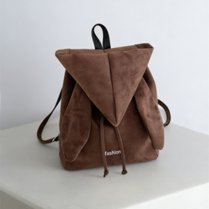 Korean style backpack brings out your Kpop idol energy. This brown backpack is lightweight and small with bunny ears design. It has a drawstring design and can be converted into a chic crossbody bag.