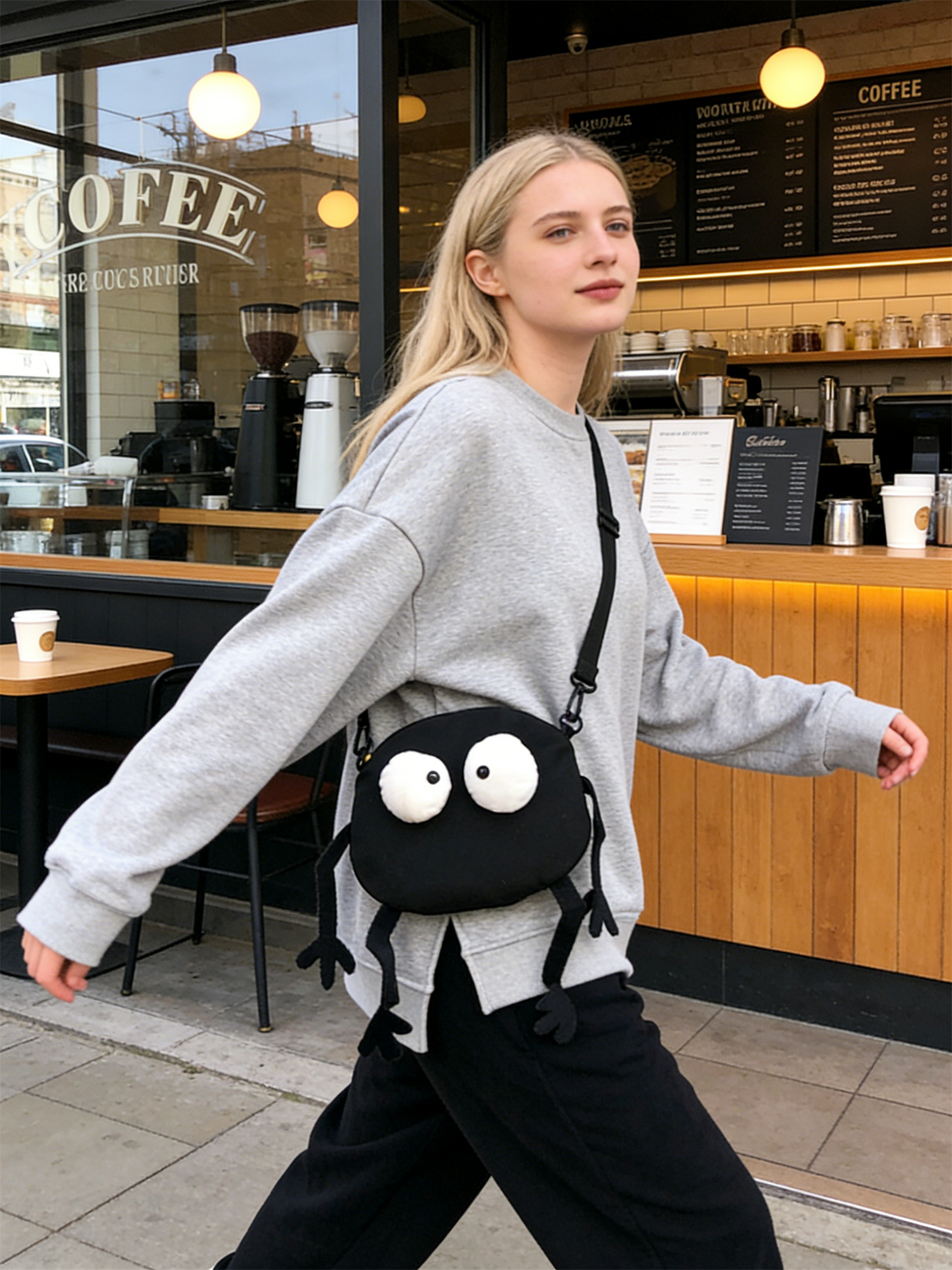 Cute crossbody bag inspired by Japanese cartoon character, perfect for students who like trendy and cute bags. Compact and lightweight, offering plenty of room for your phone, wallet, and sunscreen.