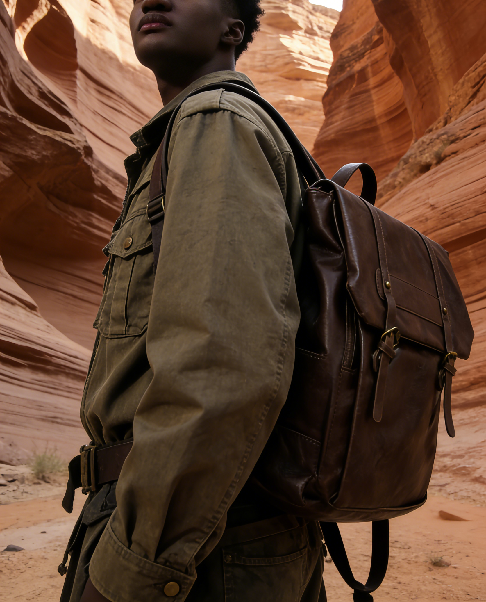 Waterproof PU leather backpack in brown, dark academia style perfect for work, school, and travel. Waterproof and wear-resistant, keeps the vintage look fresh. Backpack has many compartments, adjustable straps, and fits a 14 inch laptop.