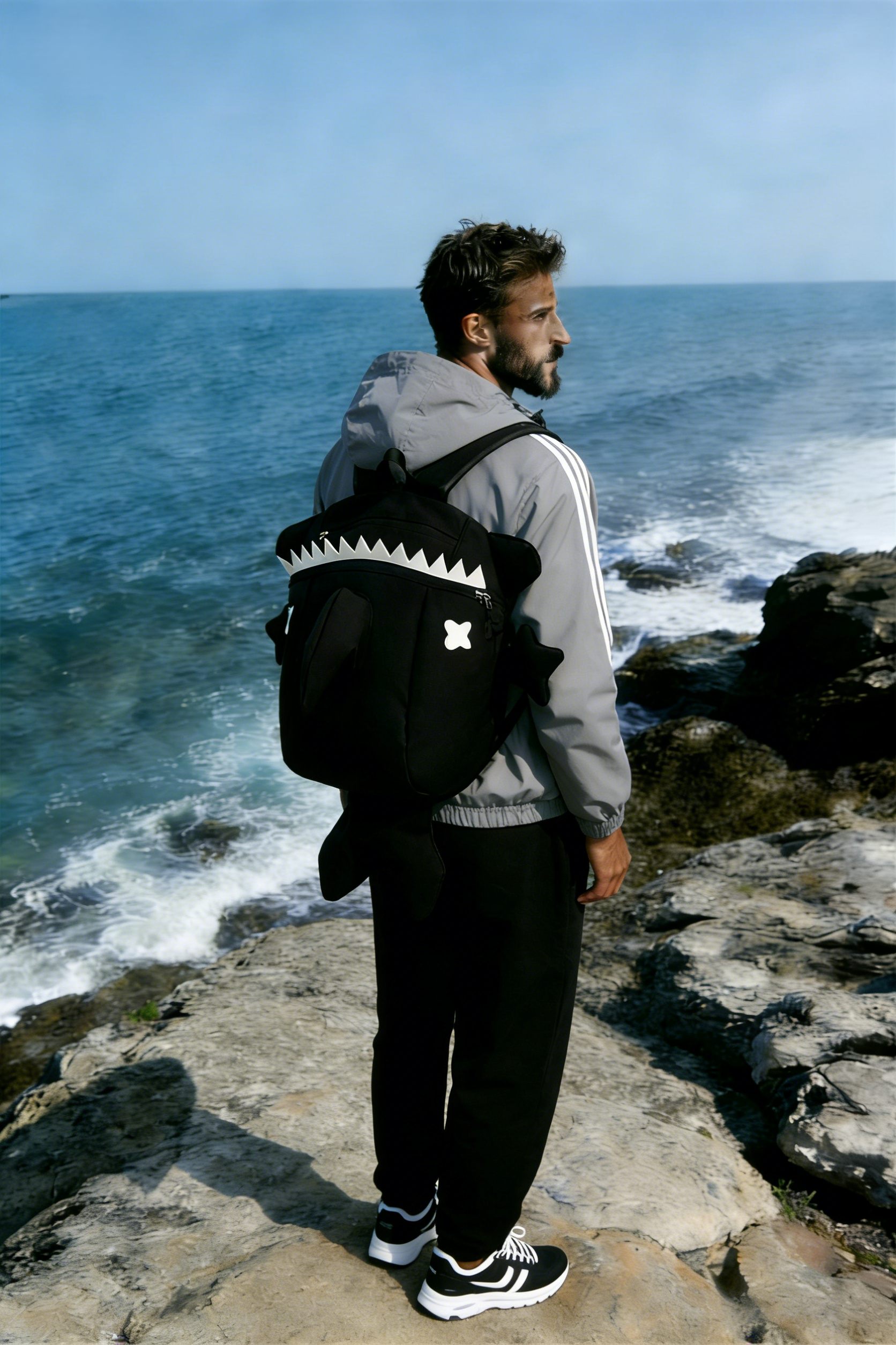 Large capacity shark backpack, unique design made for Gen Z. Japanese style backpack with anti-theft and waterproof function. Travel with a comfortable bag that shows your personality.