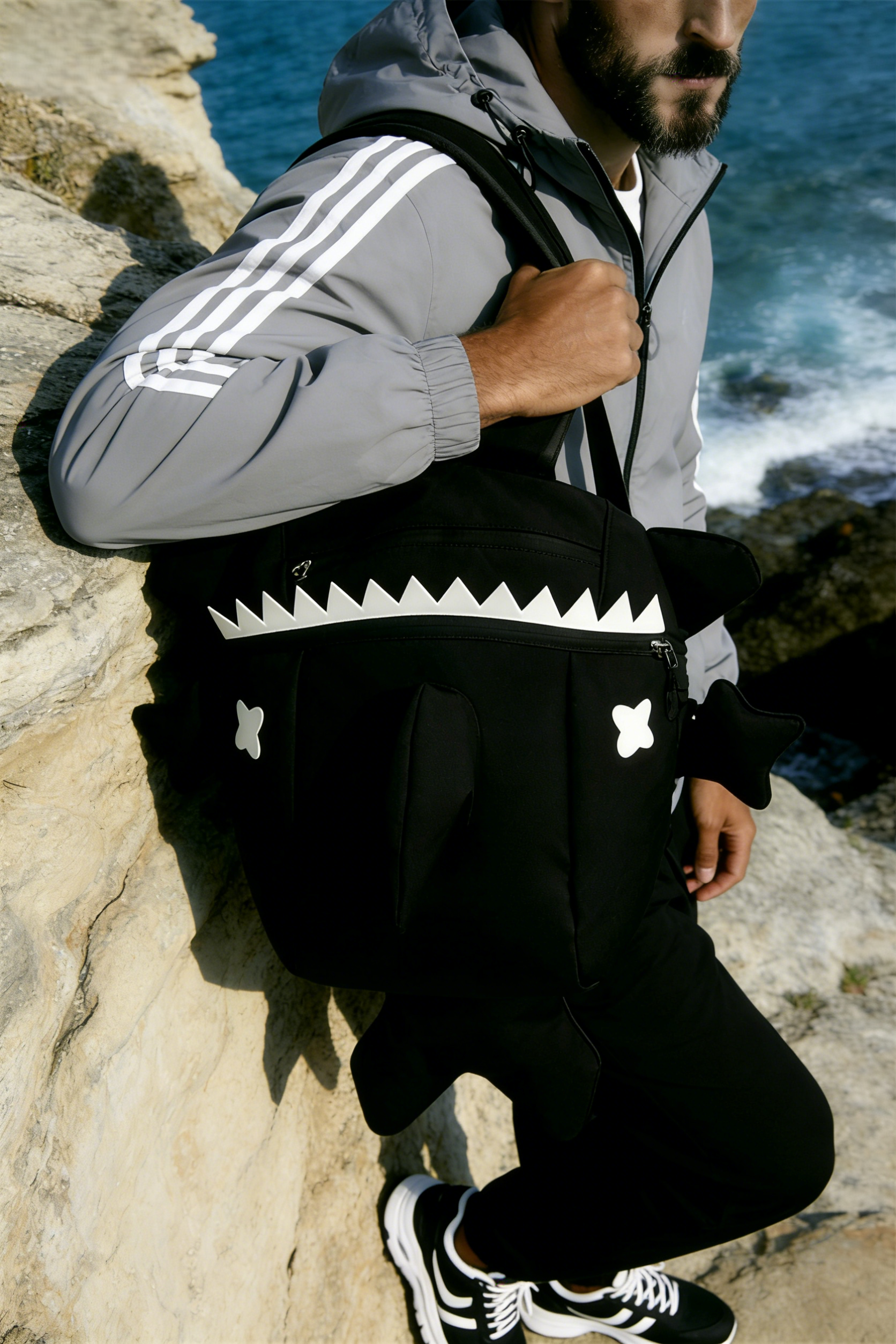 Large capacity shark backpack, unique design made for Gen Z. Japanese style backpack with anti-theft and waterproof function. Travel with a comfortable bag that shows your personality.